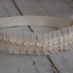 Perełki & tiul - diadem/opaska niemowlęca - 