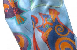 Kolorowe kotki i motki, jedwabna malowana chusta
