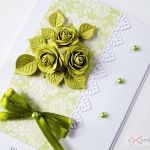 Kartka URODZINOWA z zielonymi różami - Kartka urodzinowa z kwiatami