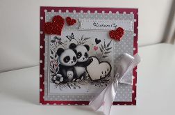 Kartka na Walentynki misie panda
