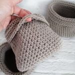 Szydełkowy kosz , wiszący ze sznurka,różne rozmiary. - 