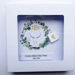 Kartka na Komunię z wiankiem ręcznie robiona - Pamiątka Pierwszej Komunii w pudełku