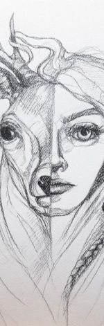 "Biały jeleń" rysunek ołówkiem, portret
