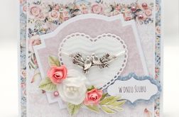 Przestrzenna kartka ślubna z kwiatami KS1913