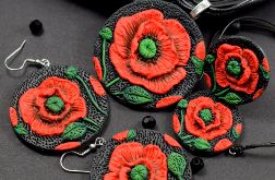 Duży komplet biżuterii "czerwone maki"