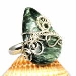 Serafinit, srebny pierścionek z serafinitem - pierścionek wire wrapped