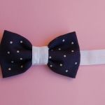 Opaska niemowlęca - Granatowa w kropeczki - 