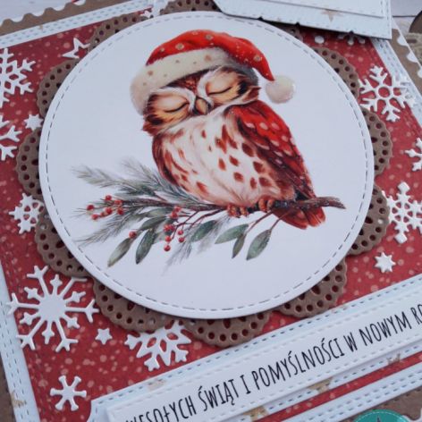 Kartka świąteczna z uroczą sową
