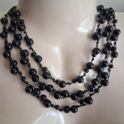 Czarny Grad naszyjnik z koralików i sznurka