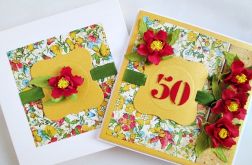 Kartka URODZINOWA z czerwonymi kwiatami