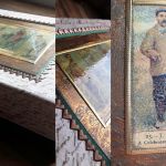Pudełko na męskie skarby Golf - Witrażyk- kolaż zdjęć - załączone zdjęcia pokazują szkliwioną środkową część wieka pudełka, tak aby światło odbijało się od powierzchni szkliwionej