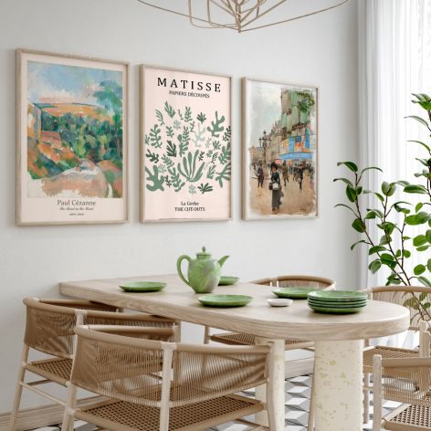 ZESTAW PLAKATÓW 40x50 cm, vintage w kolorze szałwii (set121)