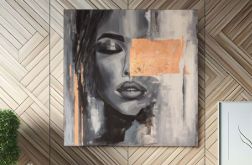 Abstrakcja Kobieta MIEDZIANA ręcznie malowany obraz XXL 100x100