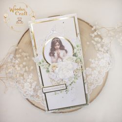 Kartka komunijna pamiątka "WhiteRoses2"GOTOWA