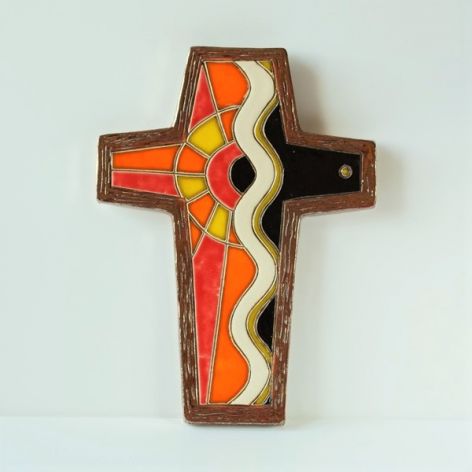 Krzyż ceramiczny pomarańczowy