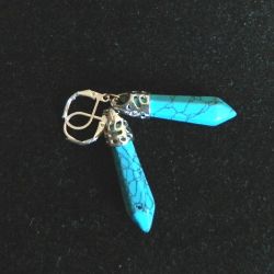 Turkus niebieski i srebro, długie efektowne kolczyki z turkusami