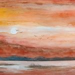 Pejzaż-akwarela formatu 18/24 cm.  - 