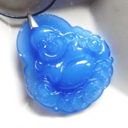 Niebieski Jadeit chiński wisiorek Budda