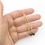 Kolczyki czarna lawa 6mm, stal chirurgiczna pozłacana - Kolczyki czarna lawa 6mm, stal chirurgiczna pozłacana 1