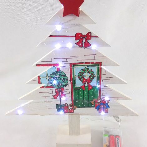 Drewniana choinka świąteczne drzwi 20 LED