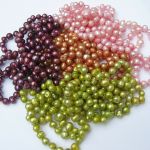 Liliowe perły naturalne, słodkowodne, sznur pereł, naszyjnik - 
