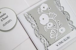 Kartka W DNIU ŚLUBU srebrzysto-biała