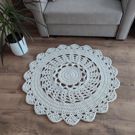 Dywan okrągły szydełkowy ze sznurka  90cm