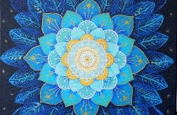 Mandala niebieska, obraz akryl na płótnie
