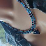 Naszyjnik Krótki Serce Kryształki Granatowe - 