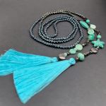 Naszyjnik Długi Sznur Turkusowa Rozgwiazda Z Chwostami - 