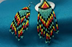 Kolczyki z koralików Długie BOHO indiańskie chwosty kolor