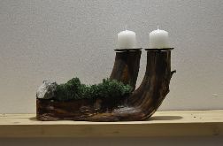 Świecznik drewniany na dwie świece