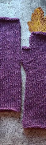 Mitenki wełniane Tweed fioletowe