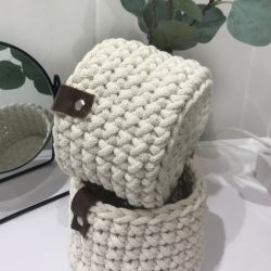 Koszyk 12x11cm,kosz do przechowywania,z paskiem skórzanym.