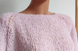 Różowy lekki sweter z alpaki i jedwabiu S