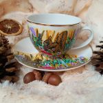 Ręcznie malowany komplet leśne wiewiórki 200 ml.  - Ręcznie malowane