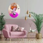 "Gniazdo" obraz akrylowy na płótnie owalnym artystki Adriany Laube - magiczny portret - 