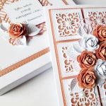 Kartka ROCZNICA ŚLUBU koralowo-biała /Z - Koronkowa kartka na rocznicę ślubu