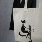 Kot i Pies, torba malowana bawełniana - Torba na ramię Kot i Pies