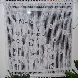 Łąka w moim w oknie - zestaw dekoracyjny na okno, rękodzieło na szydełku