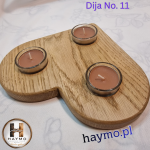 Świecznik drewniany dąb serce brązowe smugi, Dija No. 11 - 