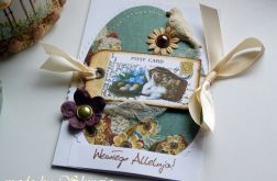 Kartka wielkanocna- zając na łące- rezerwacja