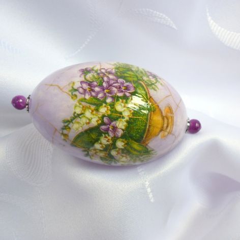 Wydmuszka gęsia pisanka Kwiaty w fiolecie