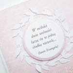 Kartka ŚLUBNA z cytatem #1 - Różowo-biała kartka z okazji ślubu