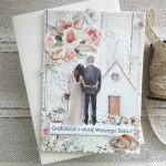 Kartka ślubna z kieszonką 3 - Kartka z jasnokremową kopertą