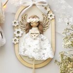 Anioł Stróż na ścianę w owalnej ramce - 