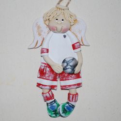 Będę w reprezentacji - aniołek z masy solnej, prezent, dekoracja