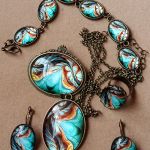 Komplet biżuterii - w barwach brązu i zieleni - Komplet biżuterii w barwach brązu i zieleni