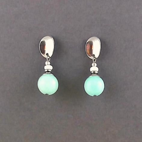 Kolczyki kulki z amazonitu.