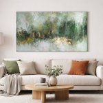 Obraz ręcznie malowany Abstrakcja XXL Struktura 3D Złocenia Zielony 100x140 cm - 